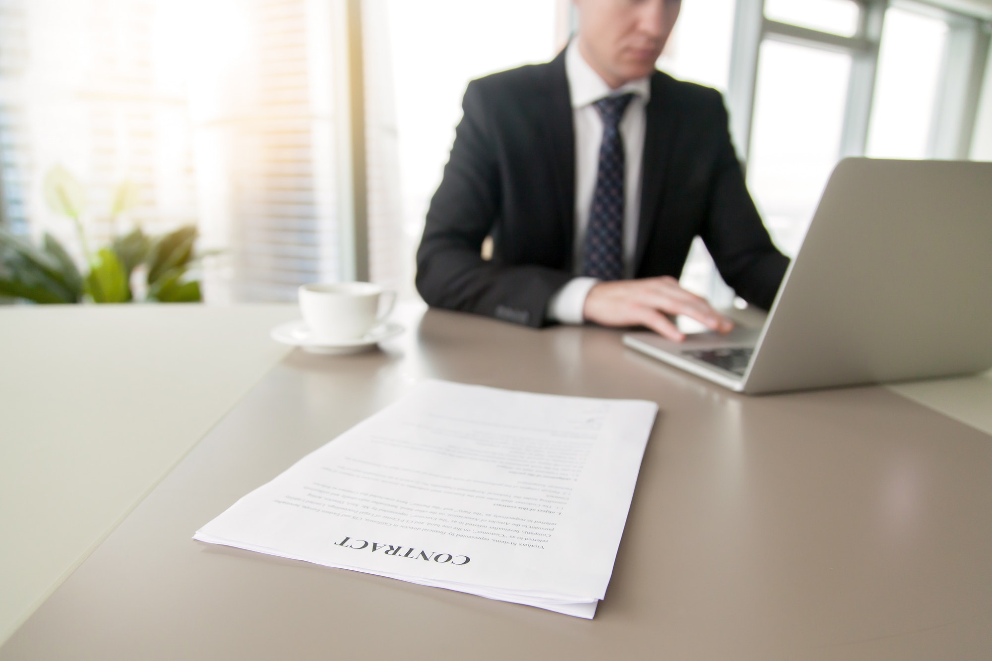 Close up of a contract on the office desk