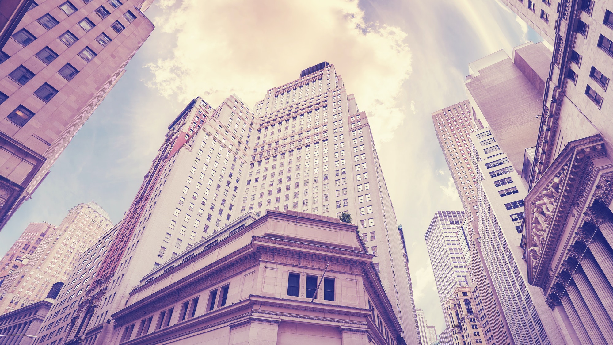 Vintage stylized Wall Street in New York City, USA